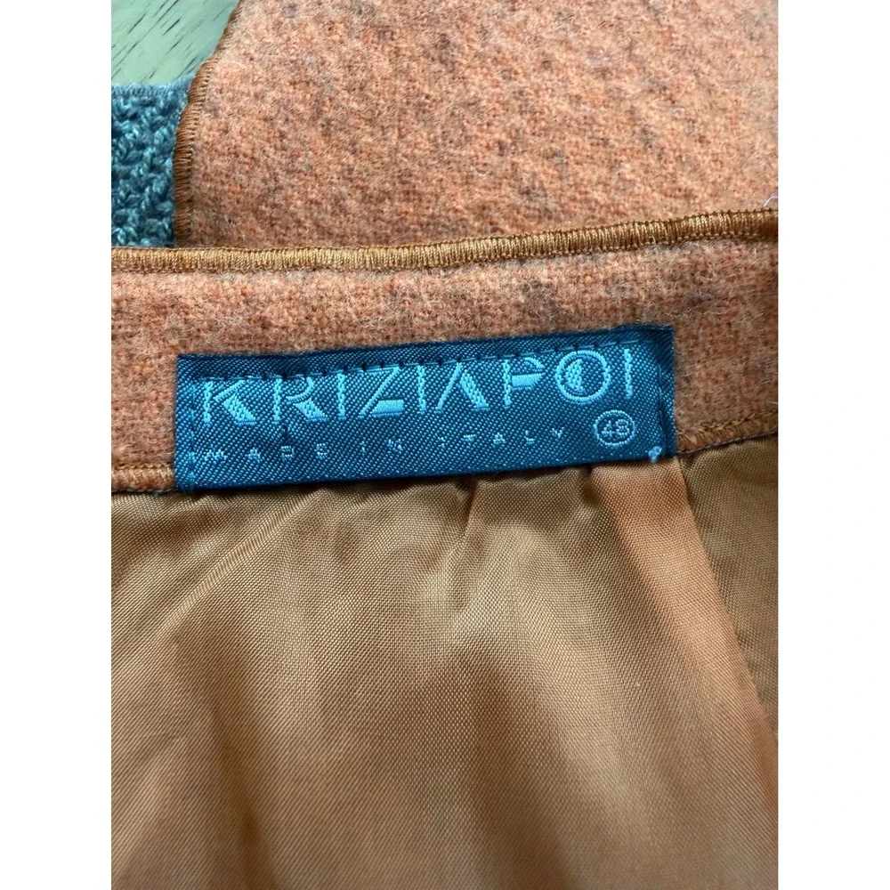 Krizia Poi Italy Burnt Orange Wool Blend Pencil Skirt IT 48 US 12 Textured Lined
